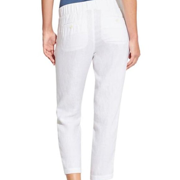 Athleta Linen Ankle Pants Women's 8 White Beach Summer Flowy Casual Lightweight - Picture 2 of 12